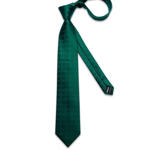 Image of DiBanGu Mens Silk Necktie Solid Color Tie and Pocket Square Cufflink Tie Clip Set Woven Plain Ties for Men Wedding Party