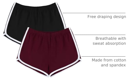 Image of URATOT Women's Cotton Gym Yoga Summer Running Active Dance Elastic Shorts, Pack of 2