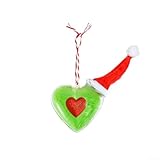 Weihnachtsherz-Ornamente für Baum und Heimdekoration, 8er-Set, leichter Kunststoff und Stoff mit Schnüren zum Aufhängen, für verschiedene Feierräume (8 von 6 cm Liebesaufhänger)