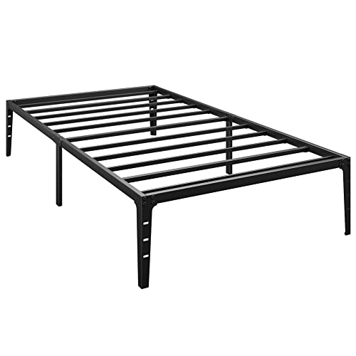 Alkmaar 14 Inch Twin Size Black Bed Frame, Metal Platform Mattress Foundation, Metal Slat Support, No Box Spring Needed, Noise Free (Twin) #TOP12