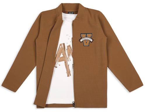 Image of Boys Full Sleeves Solid Jacket and T-Shirt