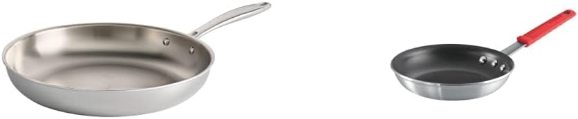 Tramontina Fry Pan Stainless Steel Tri-Ply Clad 12-inch, 80116/007DS & Professional Fry Pans (8-inch)