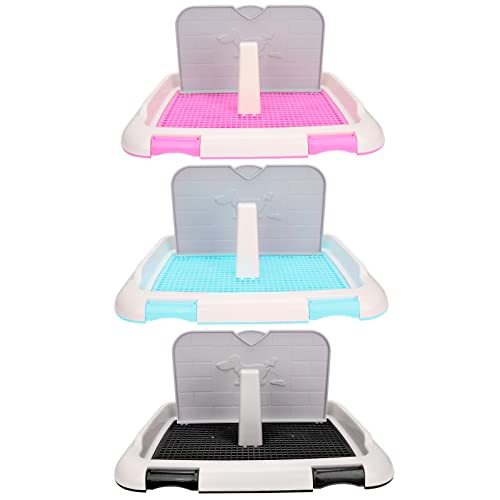 ENTHUSRI Orinal para Perro, Soporte para Bandeja, Orinal para Mascotas con Cubierta de Pared, Almohadilla para orina de Cachorro Interior para Perros pequeños y medianos(Azul)