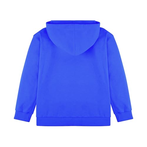 BIG ELEPHANT Boys' Hooded Sweatshirt - 100% Cotton,Lightweight Long Sleeve Hoodie with Pocket for School & Casual Wear Sapphire Blue