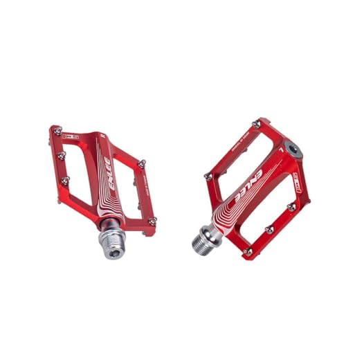 KTUXZCI Pedales Ligeros de Plataforma para Bicicleta de montaña, Rojos, sin calas, de Forma Hueca y Plataforma Ancha, Fabricados en aleación de Aluminio. Su