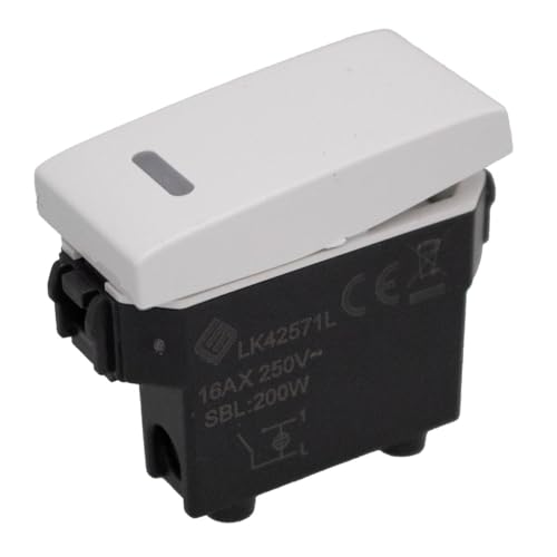 Interruttore Con Indicatore Luce Led, Compatibile Con Bticino Living, Compatibile Con Vimar Plana (1 Pezzo, Bianco)