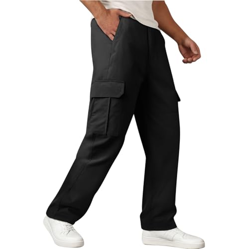 Mens Cargo Pants Lightweight Casual Joggers Athletic Pants Fashion Baggy Straight Leg Hiking Trousers with Pockets4