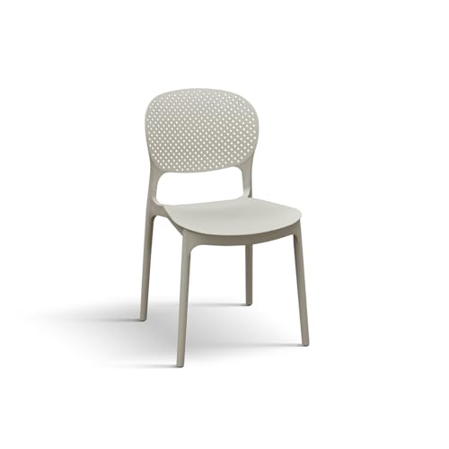 PAZZO DESIGN Chaise Anita, Ensemble De 4 Chaises, Taupe Chaises Polypropylène, Chaises De Cuisine, Chaise De Salle À Manger Empilables - id_2058