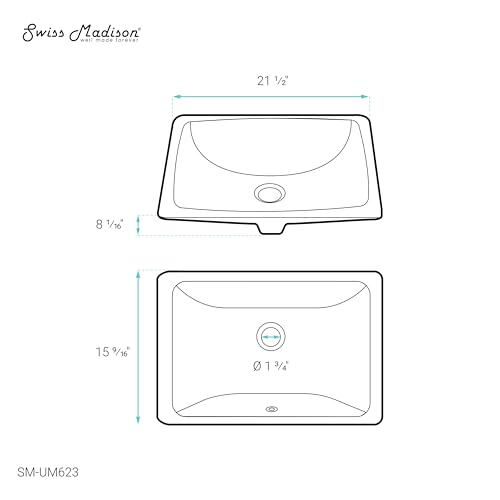 Plaisir 21 Rectangular Under-Mount Bathroom Sink by Swiss Madison - Image 5