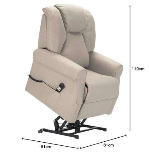 POLTRONE ITALIA Angela 2 Motoren PERSONALISIERTEN fernsehsessel mit aufstehhilfe elektrisch Medizinisches Gerät Trolley-Räder Flauschige Mikrofedersitz schmutzabweisend Hellbeige – Bild 3