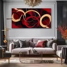 Affiches abstraites modernes à cercles rouges pour habiller facilement un grand mur blanc - 3
