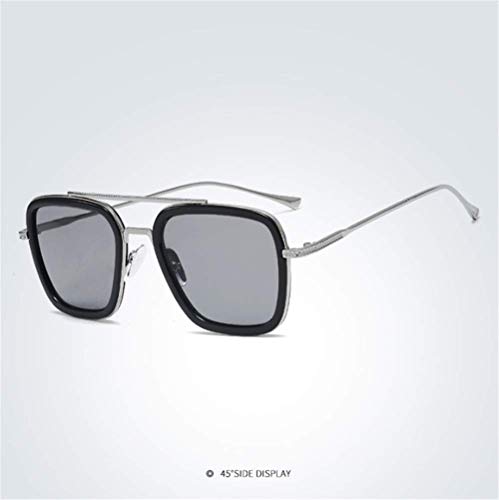 Sunglasses Square Metal Frame for Men Women Sunglasses Classic Downey Iron Man Tony Stark
