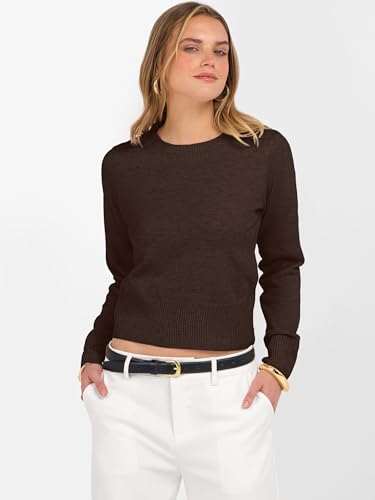 Image of ANRABESS Women's Long Sleeve Sweaters Cropped Crew Neck | Business Casual Tops,Light Weight Comfy Knit,Pullover ShortSweater,Basic Classic,Fall Fashion Winter Layer Clothes