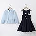 Girls Preppy Style Pleated Jumper Dress with Long Sleeve Lapel Shirt Cute School Uniform Outfits for 5-14 Years