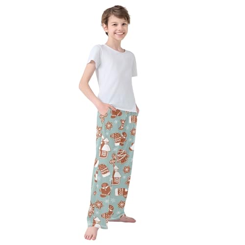 Boys' Pants Christmas Tree Gingerbread Blue Long Bottoms Jogger Pants Elastic Waist Trousers with Pockets S-XL4