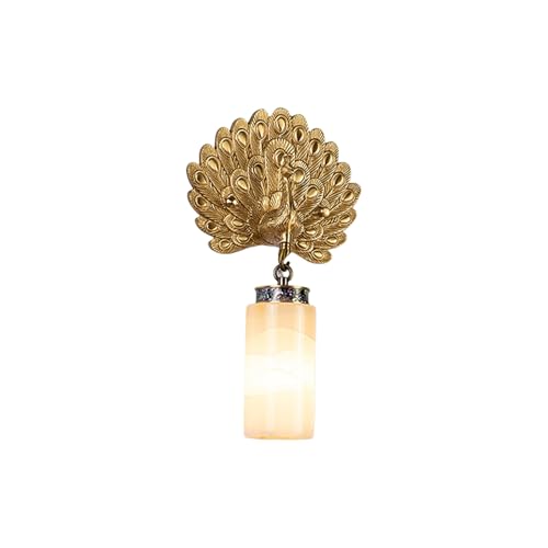 Luxury Pure Brass Peacock Wall Sconce, Ornate Gold Sculpture &