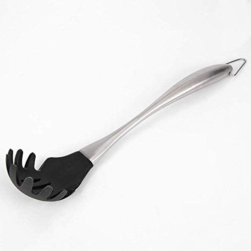 Image of Good Grip Pasta Fork Spaghetti Server Silicone+Strong and Durable Nylon Core with Stainless Steel + Silicone Handle for Non-Stick Cookware Utensil Steel Pasta Server (Red)