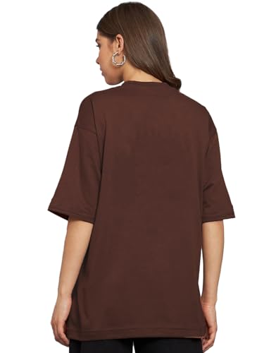 Image of LEOTUDE Women's Oversized Round Neck Half Sleeve Cotton Blend Graphic Printed T-Shirt | Top for Women & Girls (Color: Blue)