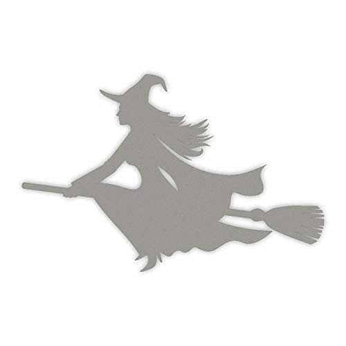 easydruck24de Sticker Witch on Broom Left I Silver I 20 x 13.5 cm I as Car Sticker for Laptop Suitcase Children's Room I Weatherproof I kfz_488