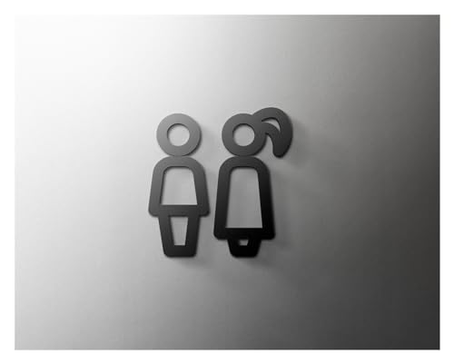 QRXALISA Toilettenschilder Schwarz Gold WC Schild Platte 3D Waschen RestrRoom Tür Wand Label Aufkleber WC Halter Signage Board Kunst Hotel Badezimmer Dekor(13,Gold 18x11cm)