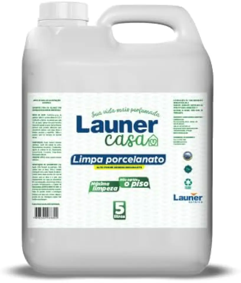Limpa Porcelanato Profissional Concentrado Limpador de Alto Rendimento para Pisos, Mármore e Cerâmica Remove Sujeiras Difíceis sem Danificar Launer Casa 5L