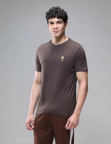 Image of U.S. Polo ASSN. Men's I638 V-Neck Embroidered Logo Lounge Cotton Regular Fit T-Shirt