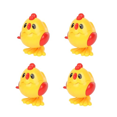 Image of Crackles Wind-Up Jumping Chicken Hen Toy | Key-Operated Crank Mini Hen For Babies | Spring Hopping Action |Crawling Walking Toy Set for Kids | Party Favor & Birthday Gift for Boys and Girls -Pack of 4