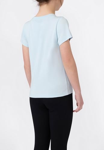 Champion Legacy - Camiseta gráfica de Cuello Redondo para niñas, Talla L, Color Azul Claro, Azul Claro, L