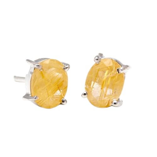 Puces d'oreilles en rutile doré naturel, le cadeau idéal en argent 925
