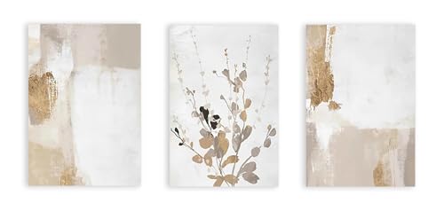 Art mural minimaliste beige et doré pour illuminer votre intérieur de galerie