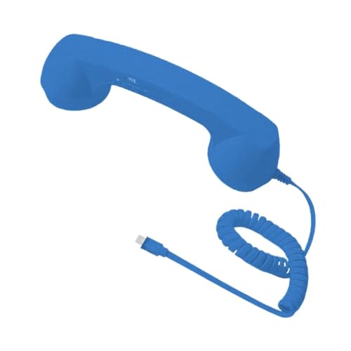 Image of Retro Phone Handset Phone Receiver for Mobile Meetings All Smartphones Black | Corded Telephones | Zoomela (Blue)