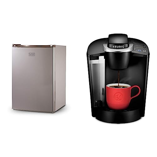 Image of BLACK+DECKER BCRK25V Compact Refrigerator Energy Star Single Door Mini Fridge with Freezer & Keurig K-Classic Coffee Maker K-Cup Pod, Single Serve, Programmable