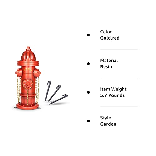 Rolner - Dog Fire Hydrant Garden Statue + 3 Stakes - 18 Inches Tall #TOP5