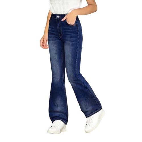 Girls Flare Jeans Elastic Waist Wide Leg Curvy Slim Bell Bottom Denim Pants Kids Straight Boot Cut Classtic Pants3
