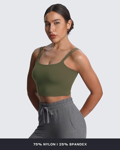 Image of Aoxjox Women's Workout Sports Bras Fitness Padded Backless Yoga Crop Tank Top Twist Back Cami