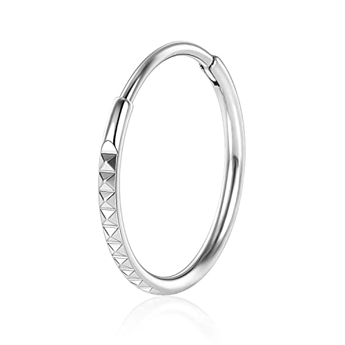 FUNLMO 316L Surgical Steel Hinged Nose Ring Hoop Septum Ring Tragus Helix Rook Conch Daith Piercing Jewelry Cartilage Hoop Earring Pyramid Cuts4