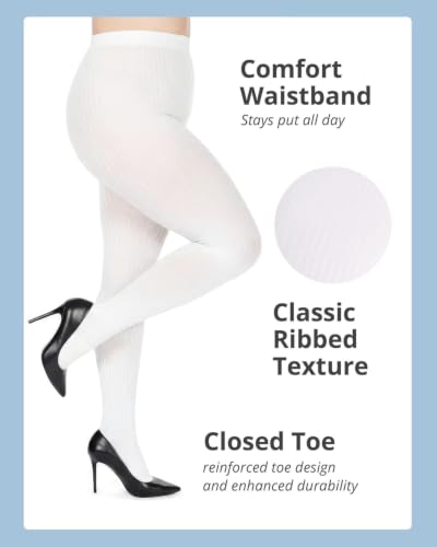 Image of MeMoi Boston Ribbed Cotton Sweater Tights, Warm Opaque Winter Tights