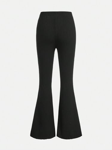 WDIRARA Girl's 2 Piece Elastic Waist Flare Bell Bottom Ribbed Knit Long Pants4
