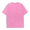 Womens Oversized Vintage Tee Shirts | Washed Crew Neck | Loose Distressed Tees Fashion Cotton Clothes - Daily Hot Pink XXL #5