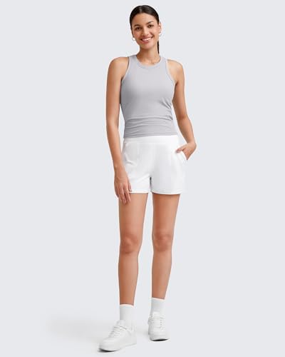 Image of G4Free Workout Tank Tops for Women Slim Fitted Racerback Ribbed Athletic Gym Yoga Tanks Summer Casual