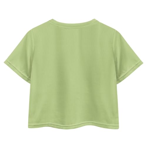 Image of Girls Fashion Crewneck Tee Shirts Casual Short Sleeve Crop Top Summer Outfits 5-14 Year