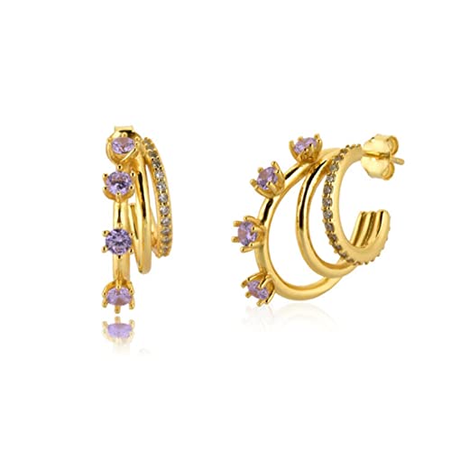 Créoles en argent femme violettes et dorées le cadeau d'anniversaire idéal
