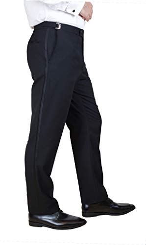 Sir Gregory Men's Fitted Flat Front Tuxedo Pants Formal Satin Stripe Trousers with Adjustable Waistband3