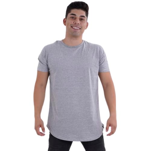 Kit 4 Camisetas Masculina Long Line Cotton Oversize by ZAROC (BR, Alfa, G, Regular, PRETO/MARINHO/CI