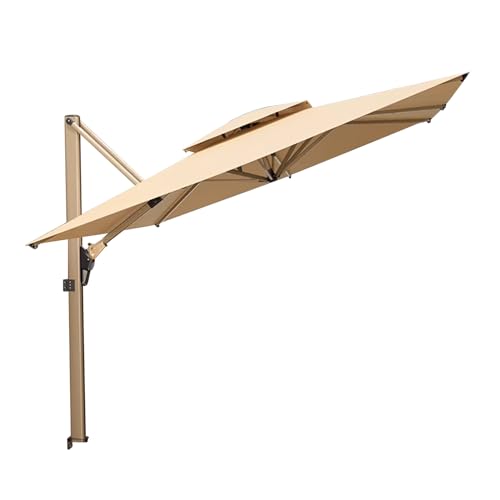 NRNQMTFZ Parasols 2.5m/3m Wall Balcony Patio Umbrella, Garden Furniture Centre Square Wall Mounted Cantilever Tilting Sun Shade Umbrella With Metal Pole(3m/9.8ft)