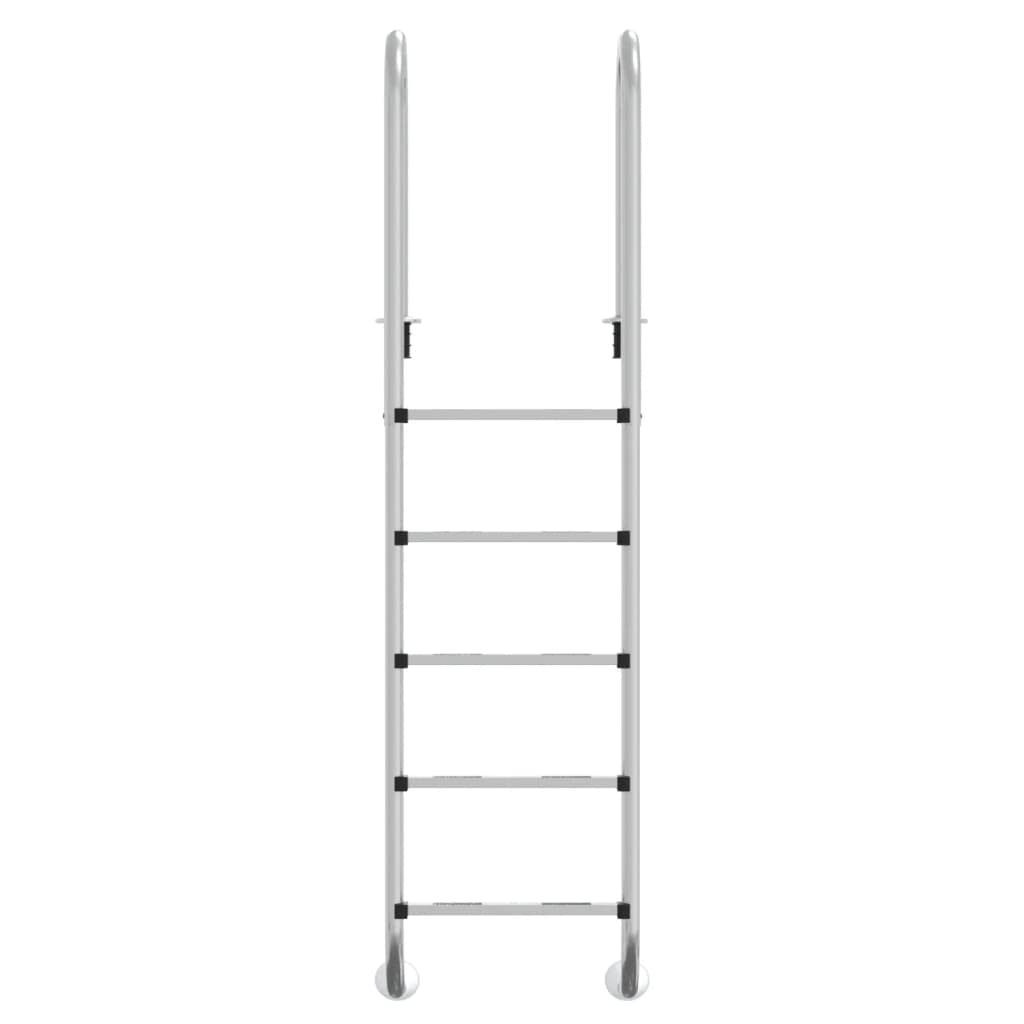 Escalera de piscina de acero inoxidable 304, 54 x 38 x 211 cm, con 5 peldaños antideslizantes, pasamanos y soporte, escalera de piscina para piscinas empotradas, escaleras de piscina como ayuda de