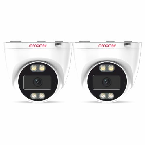 Image of MANOMAY 3MP WiFi CCTV Dome Camera (Pack of 2) BIS-ER STQC Certified, Full Color Night Vision, AI Human Detection, 2-Way Audio, 10X Zoom, Memory Card Up to 256GB, Cloud Storage, Alexa Support