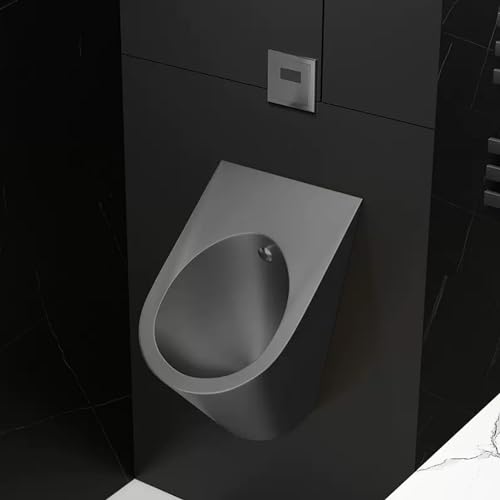 OTQEFTN 304 Stainless Steel Urinal, Wall Mounted Sensor Urinal, Male Sanitary Ware Public Toilet Urinal with Drain Pipe, Anti-Splash, for Hotels/airports