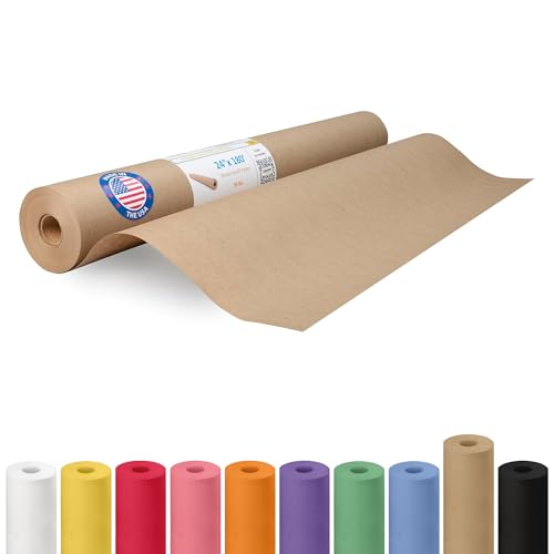 IDL Packaging 24 x 2160 (180 feet) - Brown Kraft Paper Roll - 30lb Thickness - Quality Paper for Packing Moving Shipping Crafts - 100% Recyclable Natural Kraft Wrapping Paper