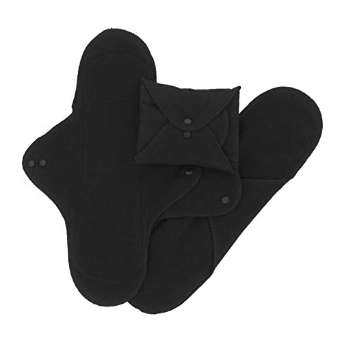 IMSEVIMSE - Kits De Higiene Compresa De Noche Negro Algodón Orgánico 3 Unid.